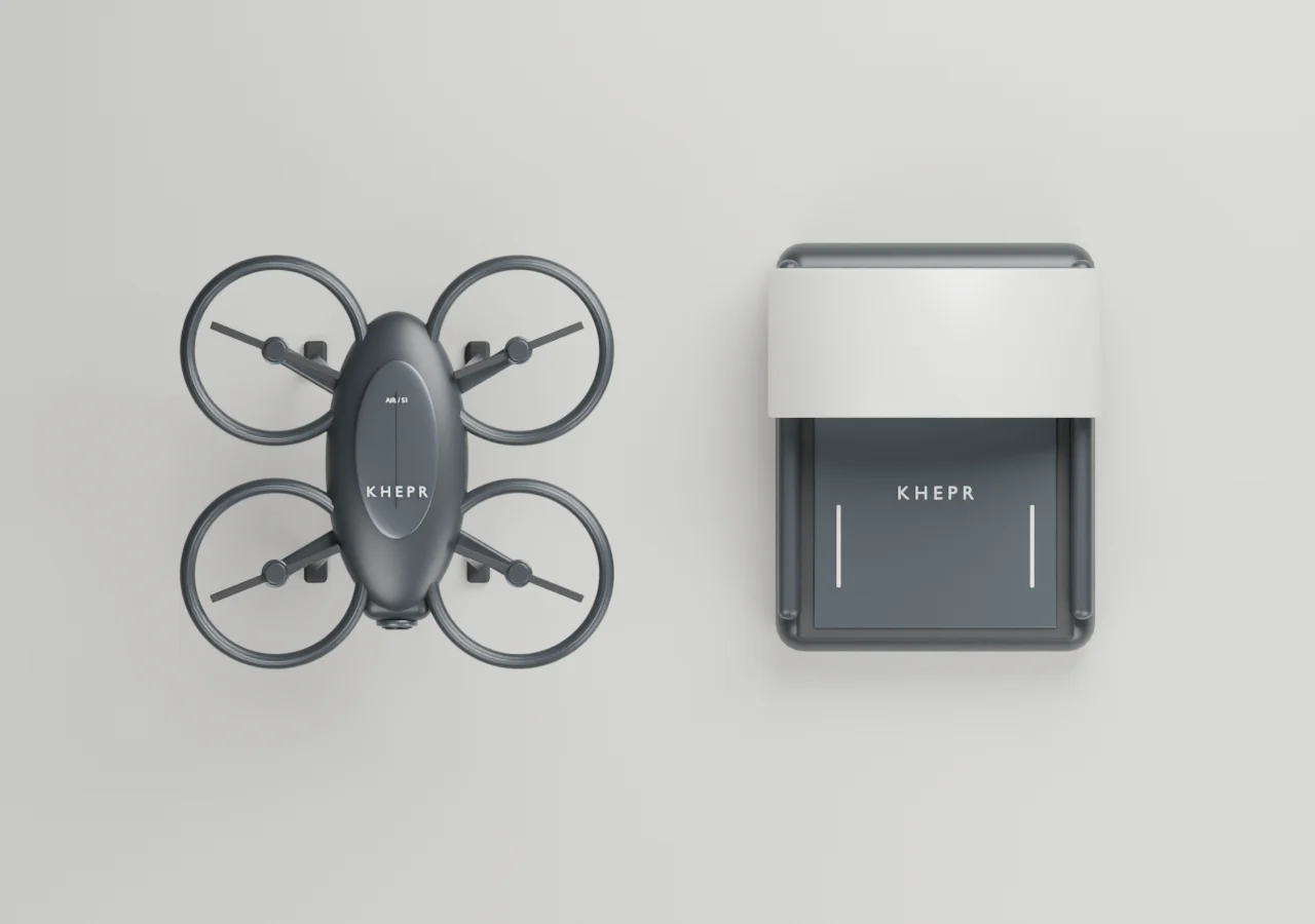 Saved top-view render of KHEPR aircraft and docking case