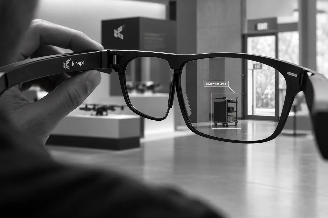 Illustrative first-person view of a proposed KHEPR wearable interface